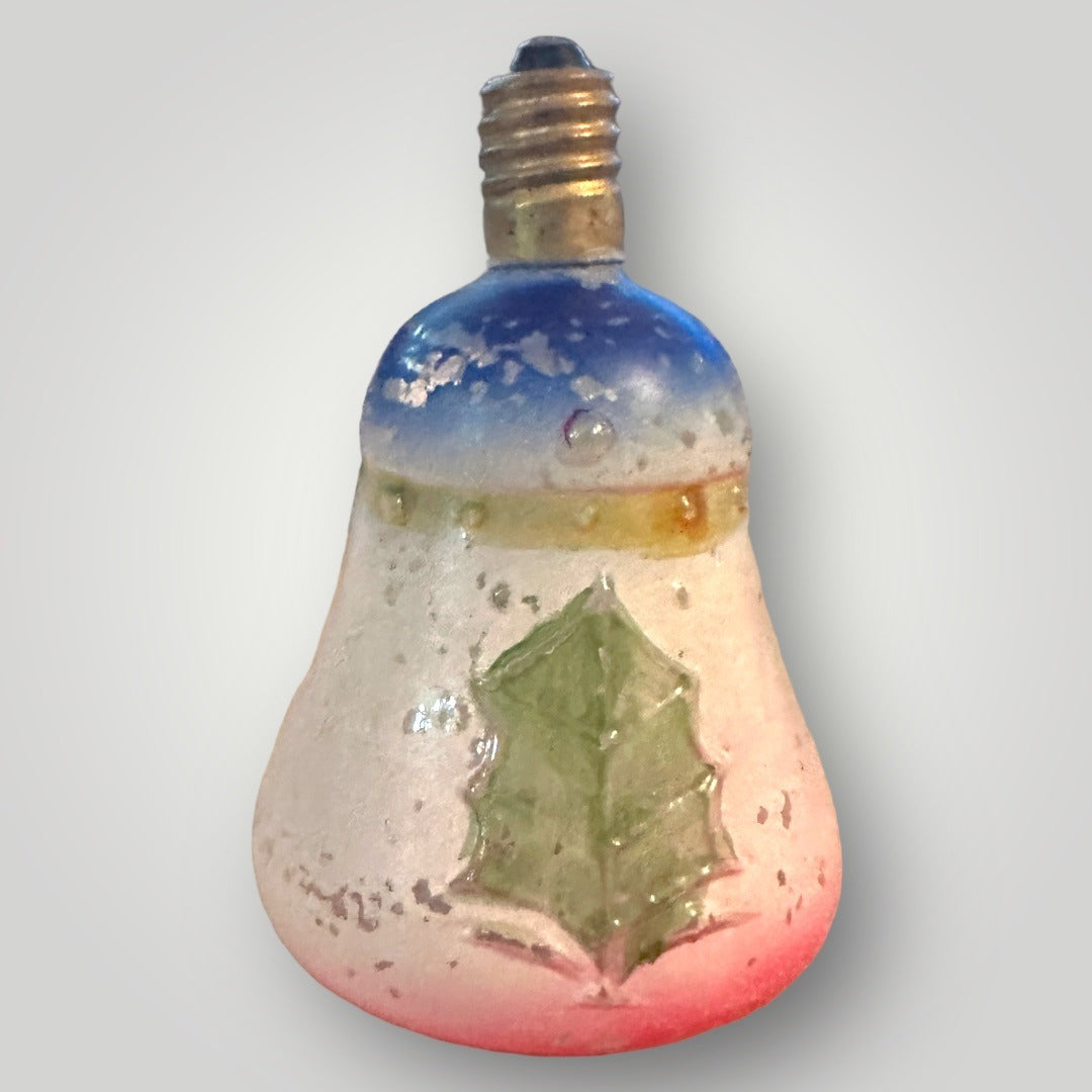 Vintage Christmas Figural Santa Bell Tree Milk Glass Light Bulb