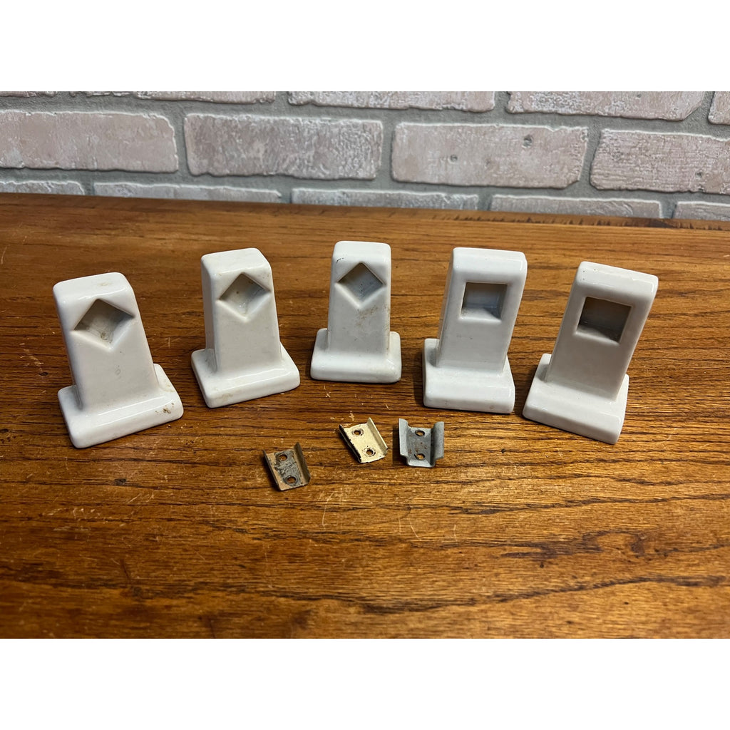 Vintage White Porcelain Bathroom Toilet Paper Roll Holder - Brackets Only