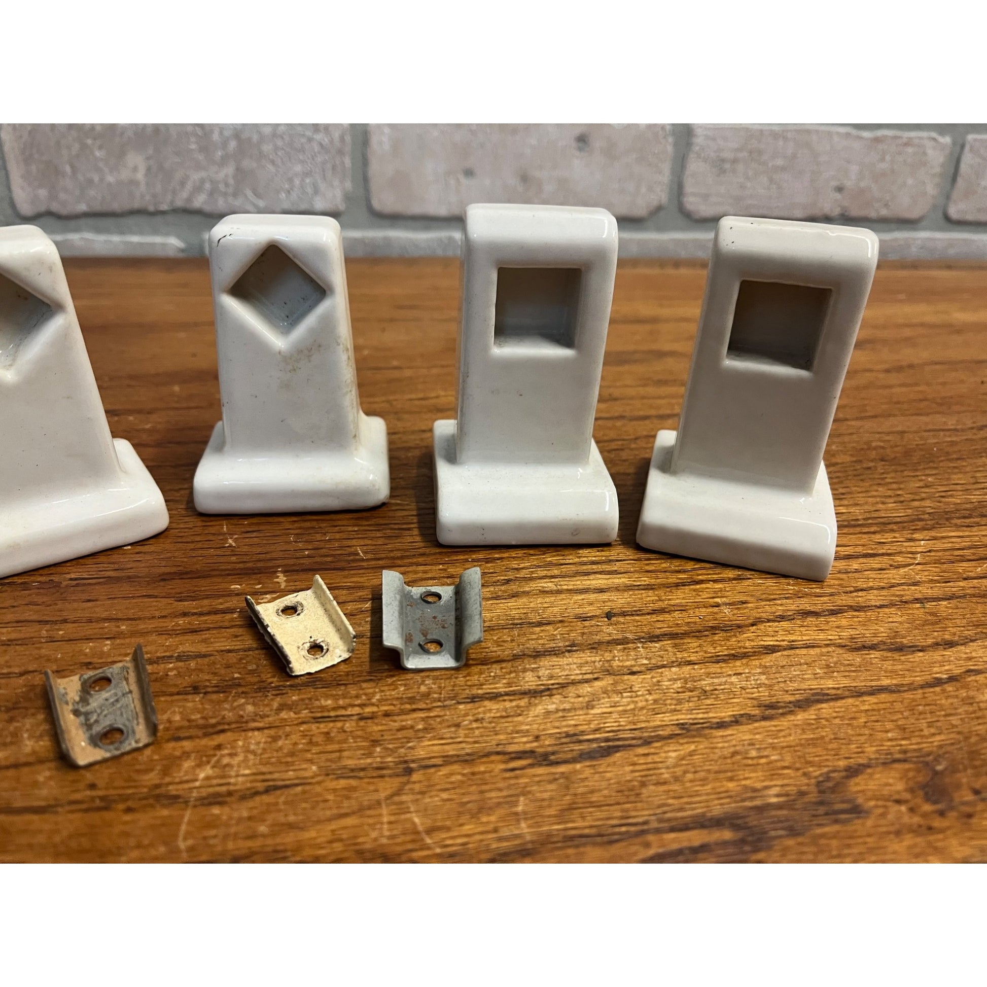 Vintage White Porcelain Bathroom Toilet Paper Roll Holder - Brackets Only