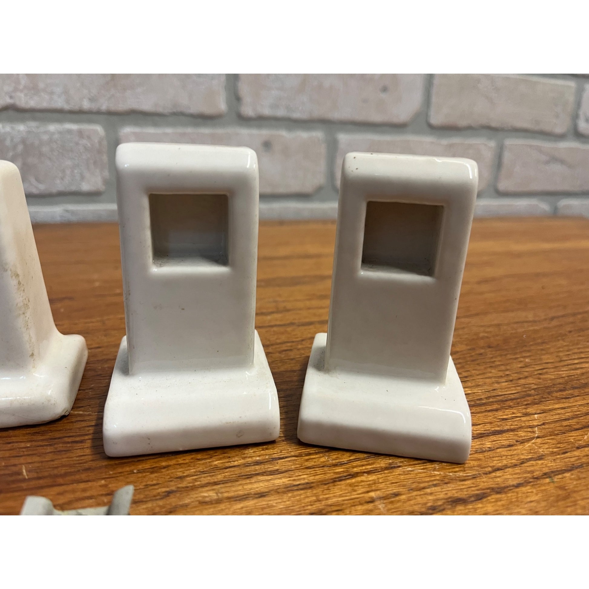 Vintage White Porcelain Bathroom Toilet Paper Roll Holder - Brackets Only