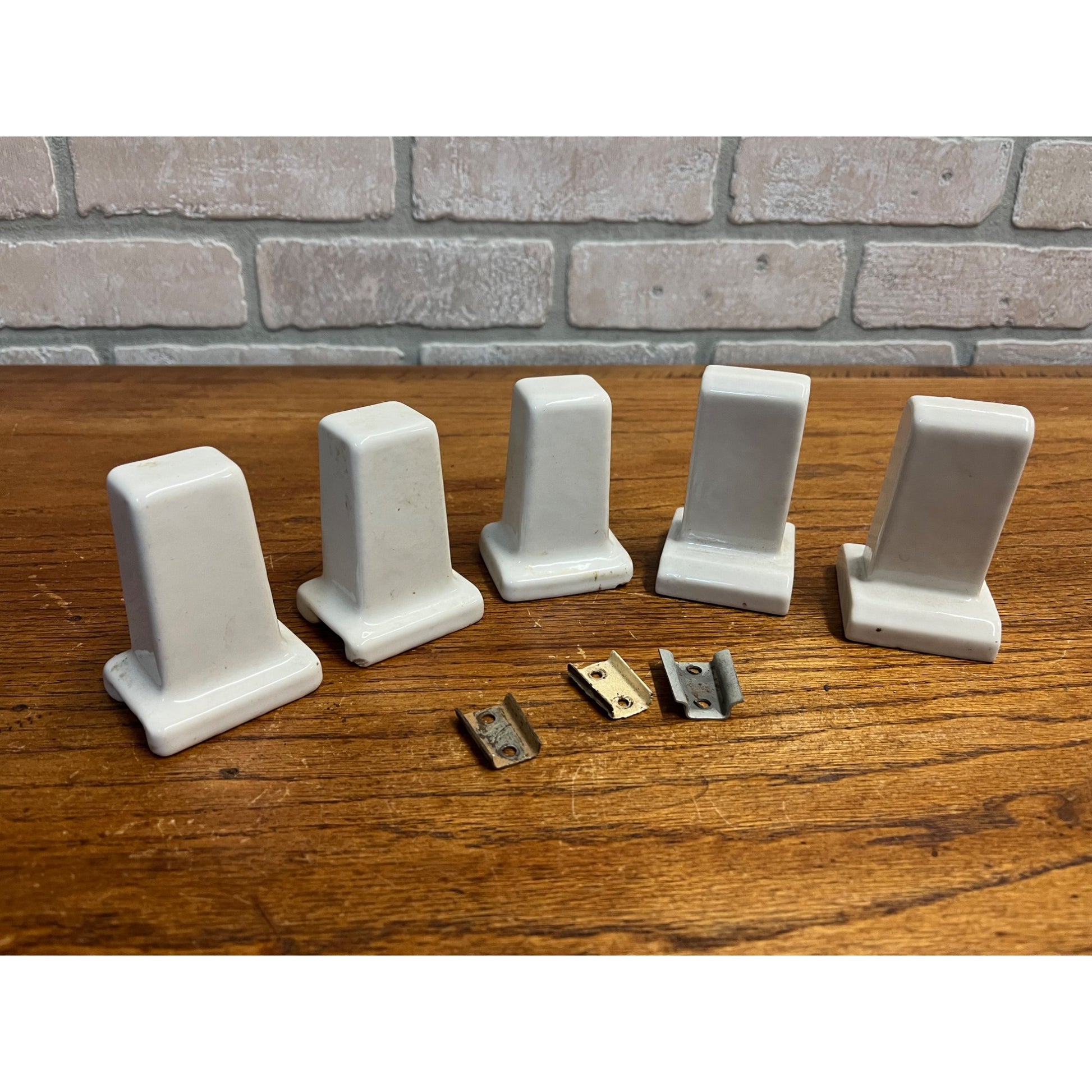 Vintage White Porcelain Bathroom Toilet Paper Roll Holder - Brackets Only