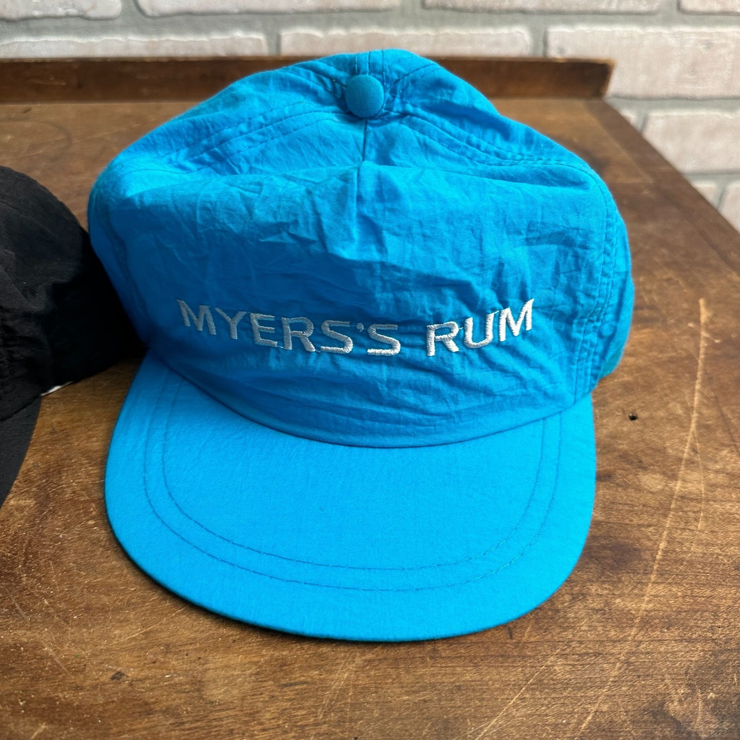 (2) VINTAGE 80S MYER'S RUM BLUE BLACK SNAPBACK NYLON CAP HAT