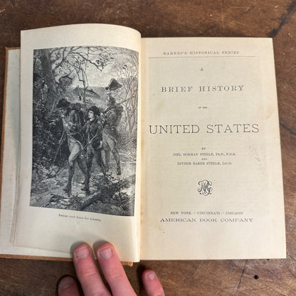 1900 A BRIEF HISTORY OF THE UNITED STATES BARNES HISTORICAL HARDCOVER ANTIQUE