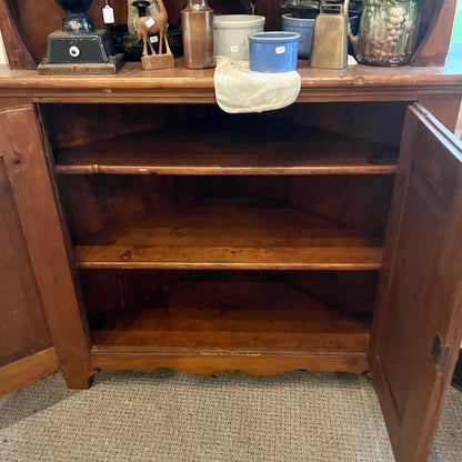 Antique Large Wooden Primitive Corner Cabinet Shelf