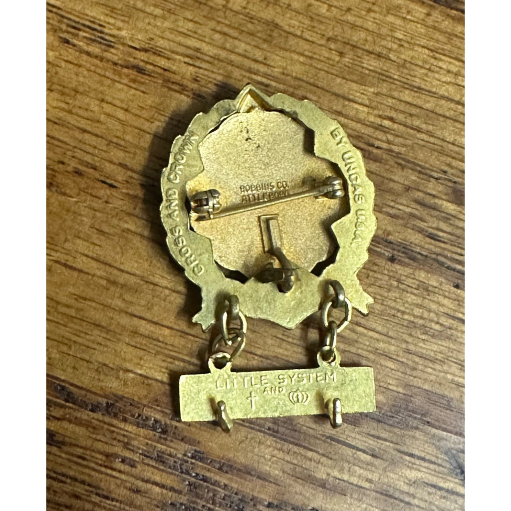 Vintage White Methodist Sunday School 2nd Year Pin Cross & Crown Lapel Hat