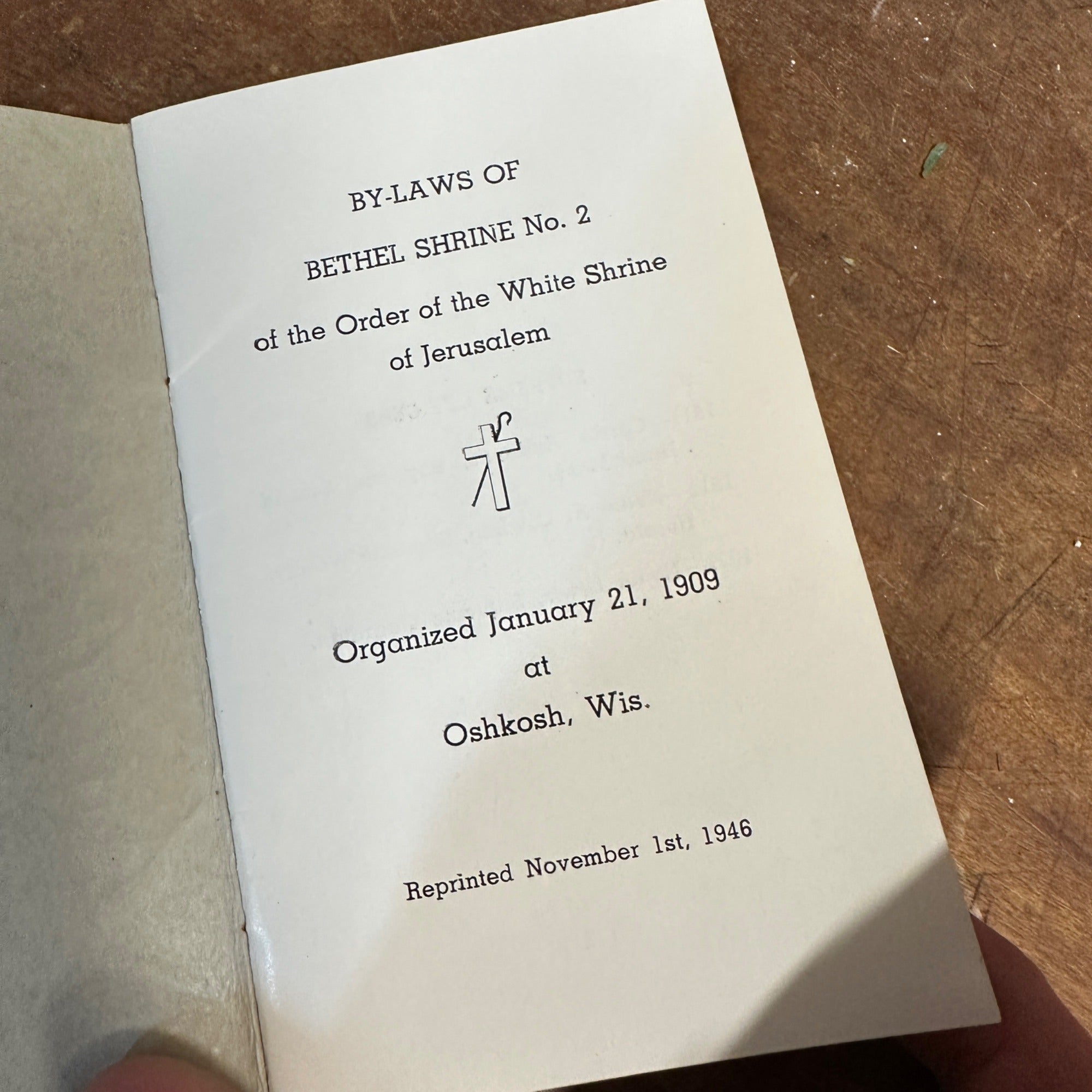 Vintage 1946 Bethel Shrine No. 2 of the Order of the White Shrine Oshkosh Wis Book