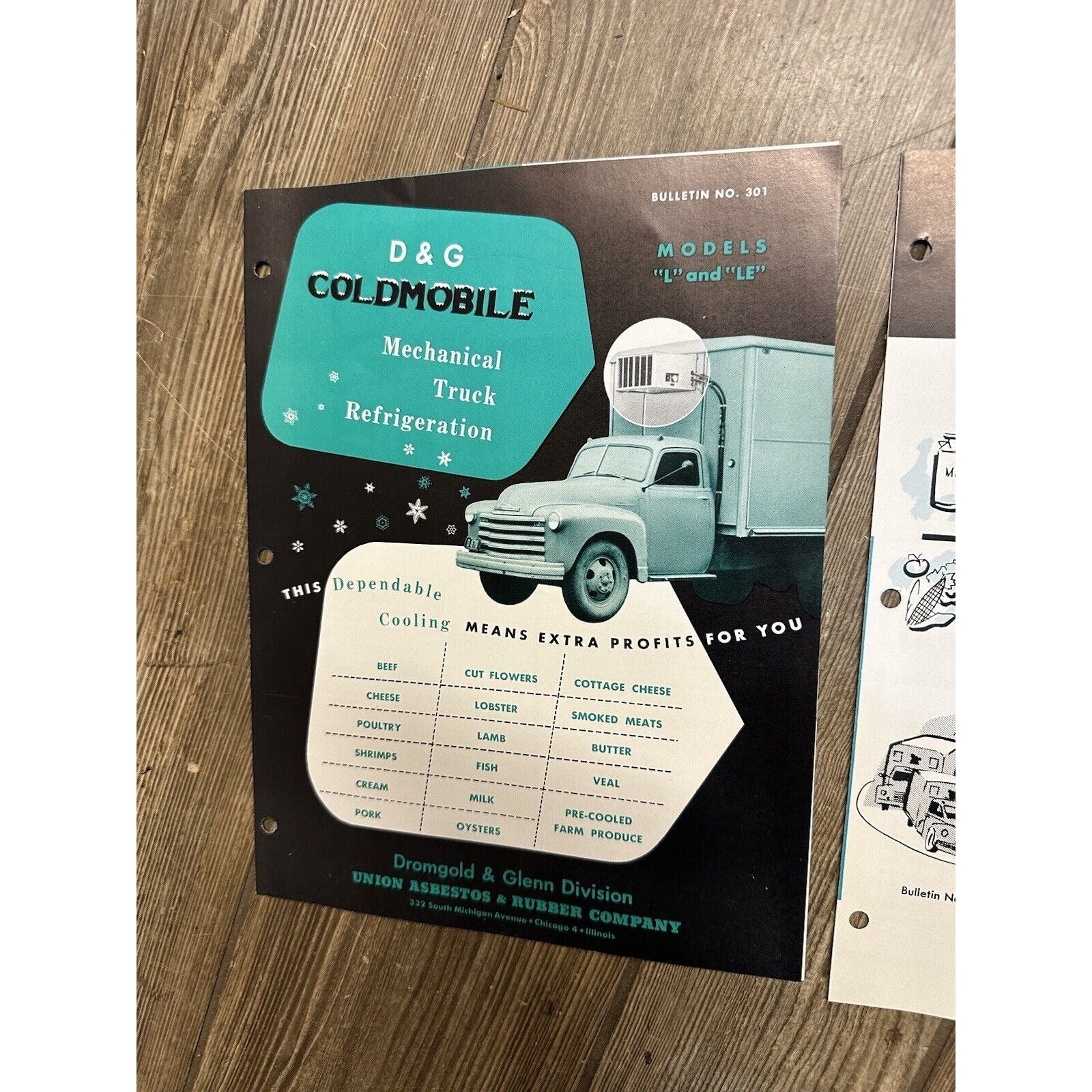 Vintage 1950s Dromgold & Glenn D&G Coldmobile Refrigeration Trucks Advertising