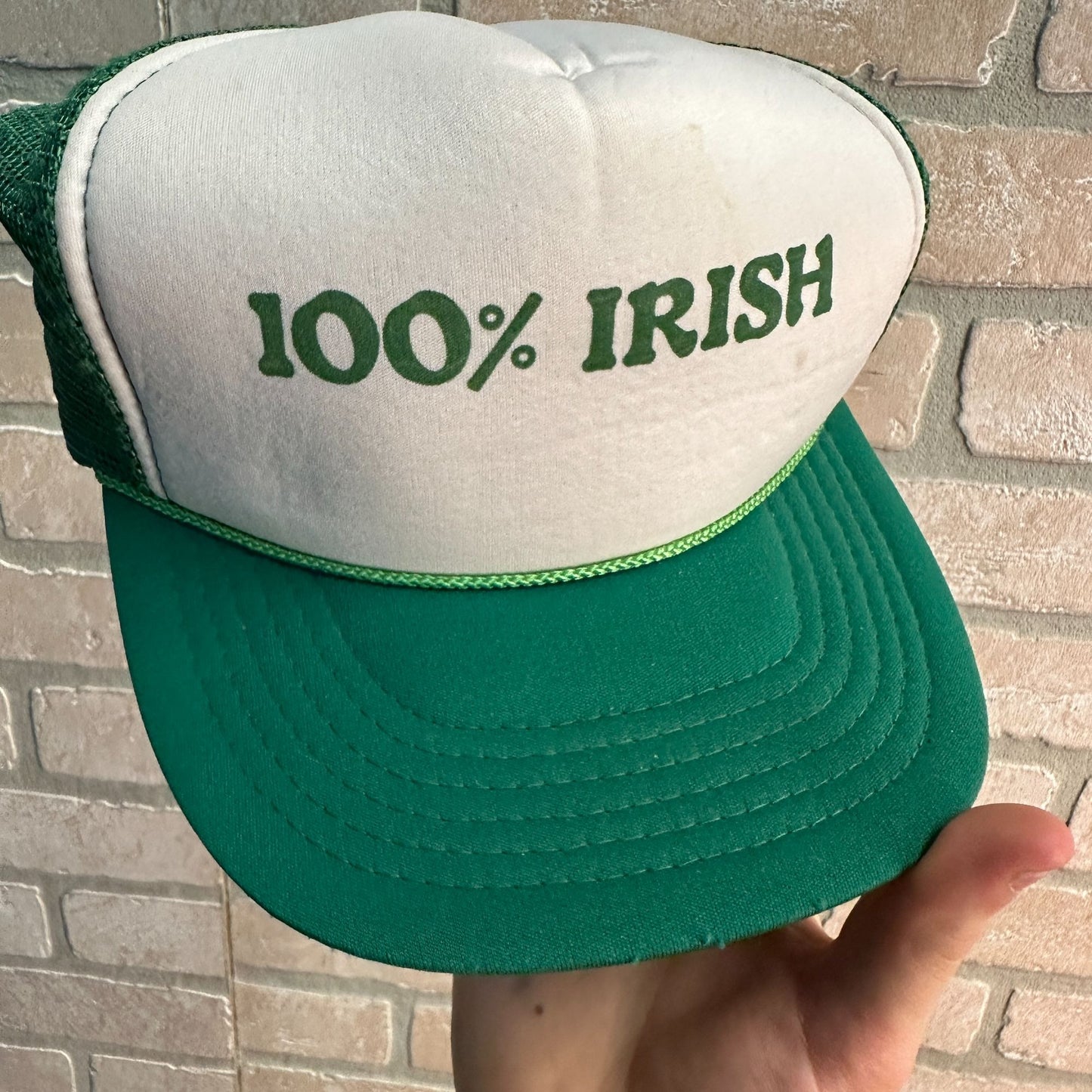 100% IRISH GREEN WHITE TAIWAN RETRO SNAPBACK HAT MESH