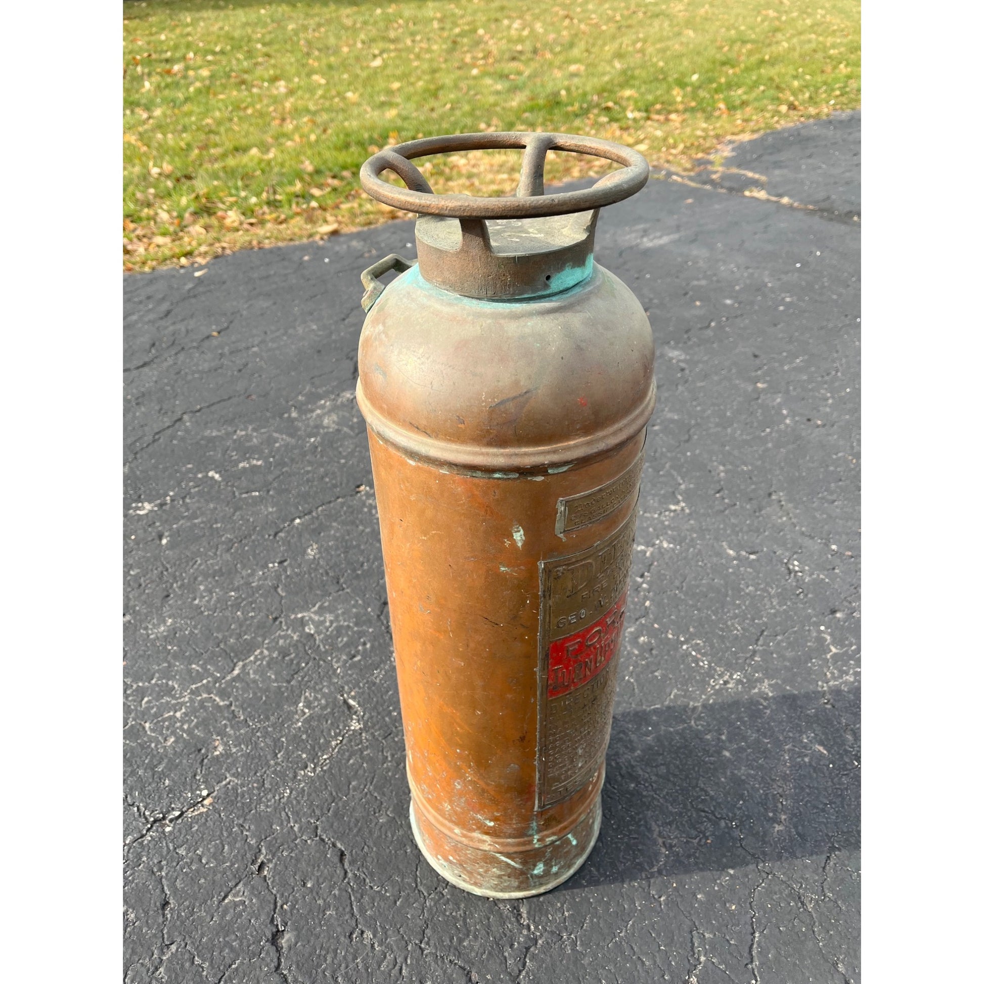 Antique Vintage Geo. W. Diener Copper & Brass 23.5" Fire Extinguisher