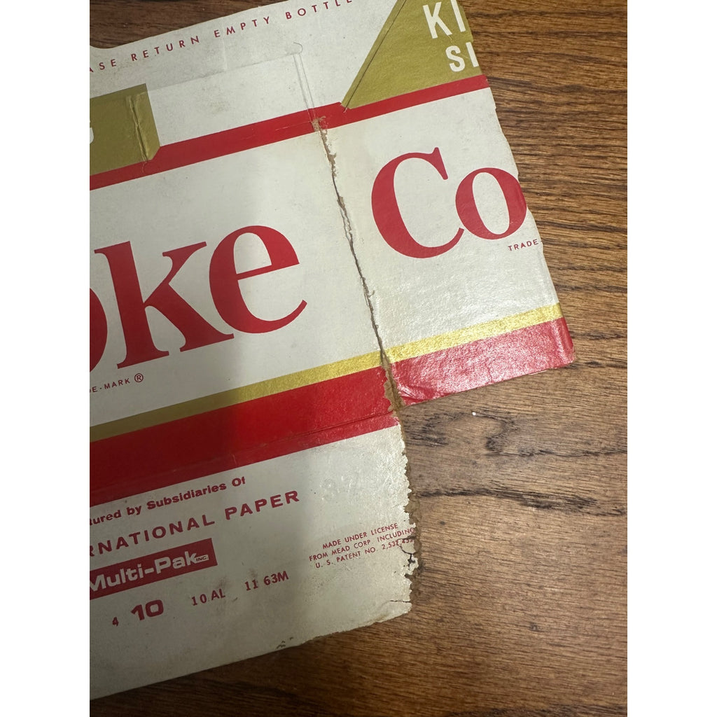 1950s Coca Cola Cardboard Carrier Six Pack Carton Bottle Case Vintage Coke King