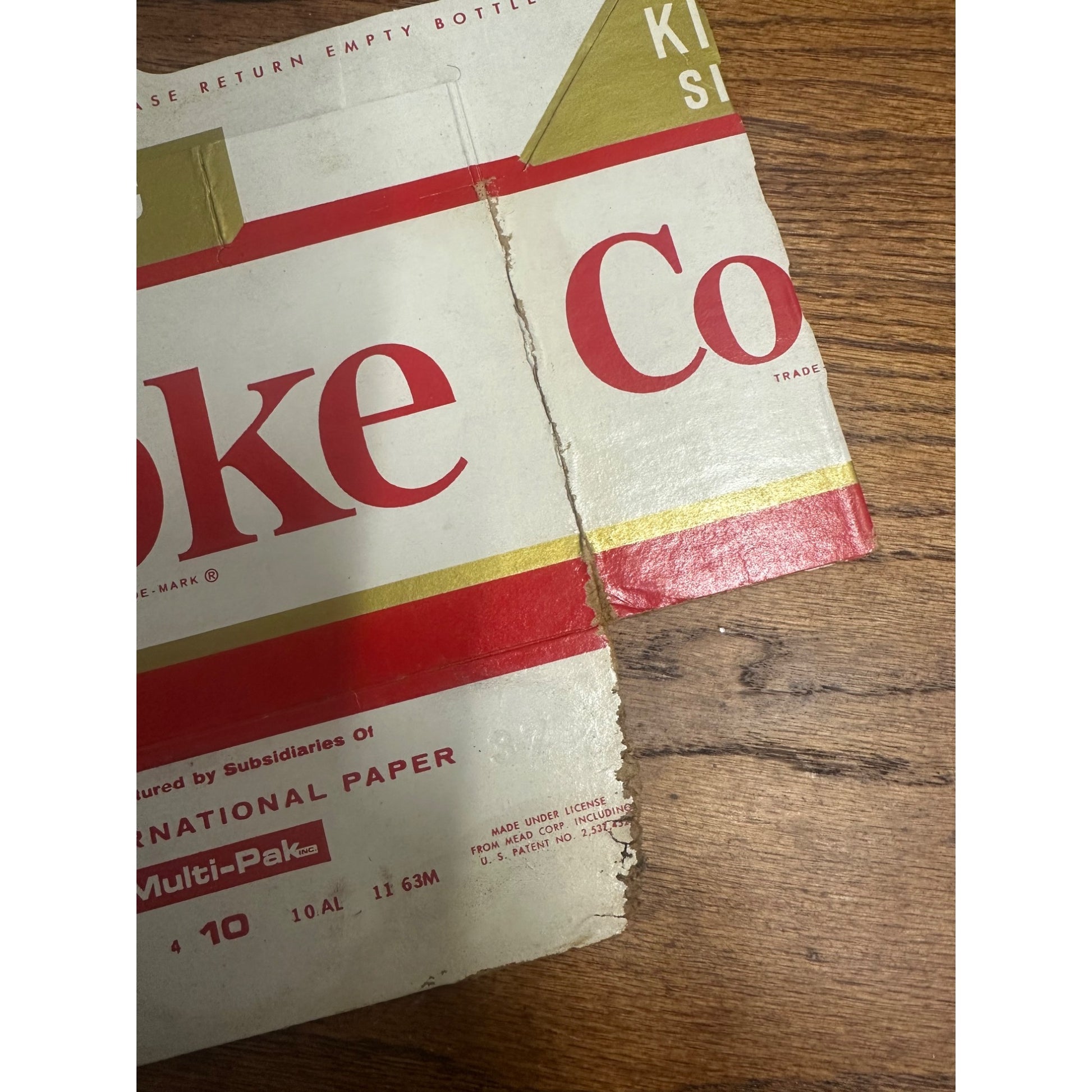 1950s Coca Cola Cardboard Carrier Six Pack Carton Bottle Case Vintage Coke King