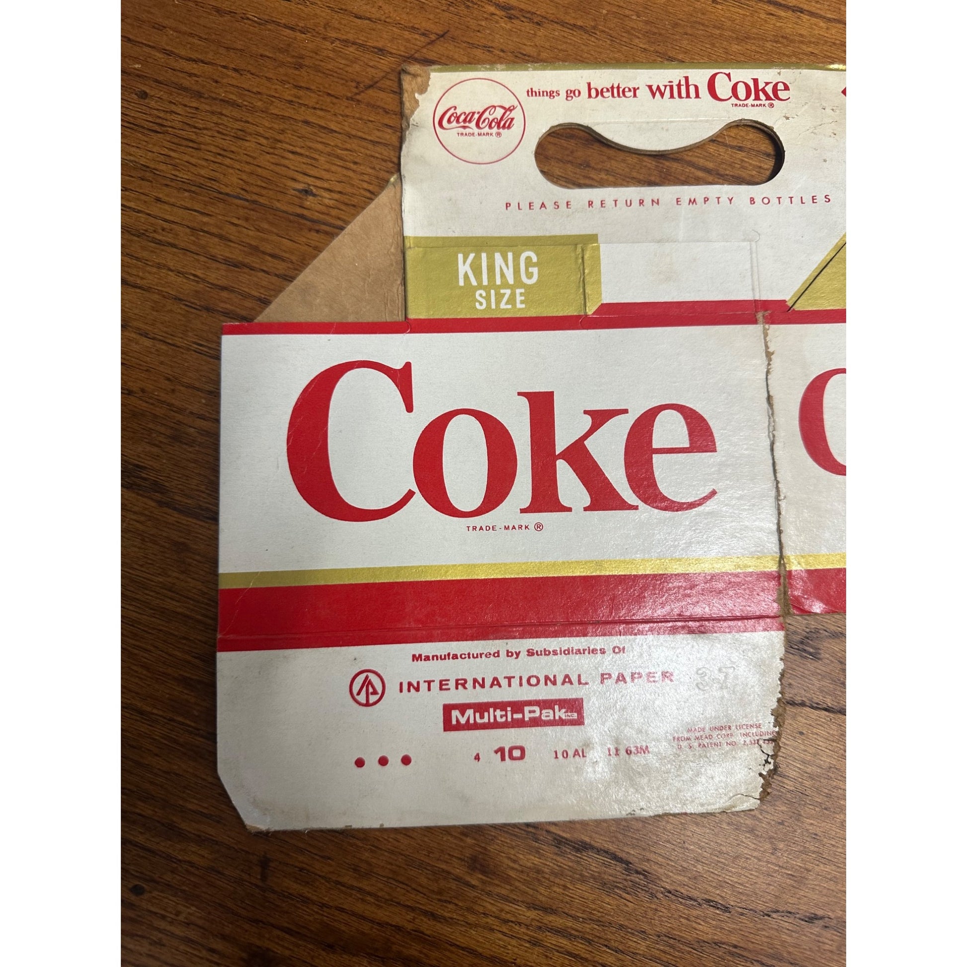 1950s Coca Cola Cardboard Carrier Six Pack Carton Bottle Case Vintage Coke King