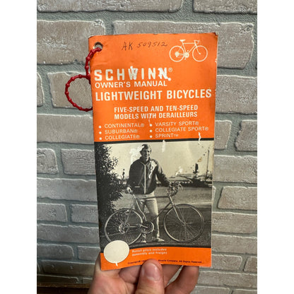 Vintage 1974 Schwinn LIGHTWEIGHT Bicycle OWNERS MANUAL