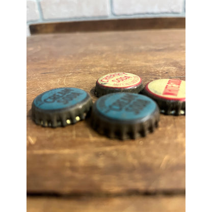 Vintage 1930s Bottle Caps Cork Lined White Soda, Cherry Soda, Cream Soda (4)