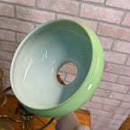 Antique Victorian Brass Double Student Lamp Base with Center Tank & Green Shades