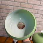 Antique Victorian Brass Double Student Lamp Base with Center Tank & Green Shades