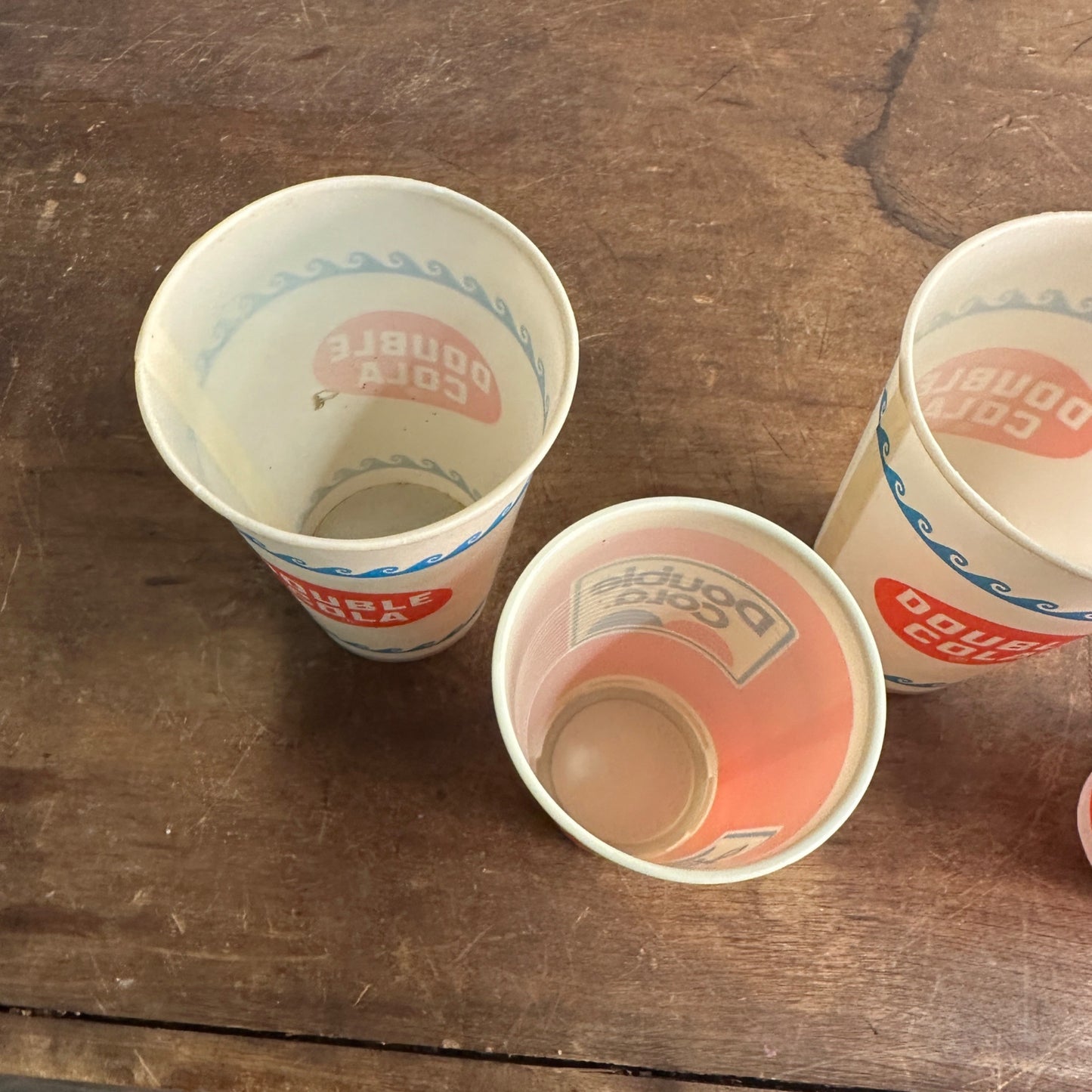 (4) Double Cola Soda Paper Wax Plastic Cup Sample Fountain Soda Drinks