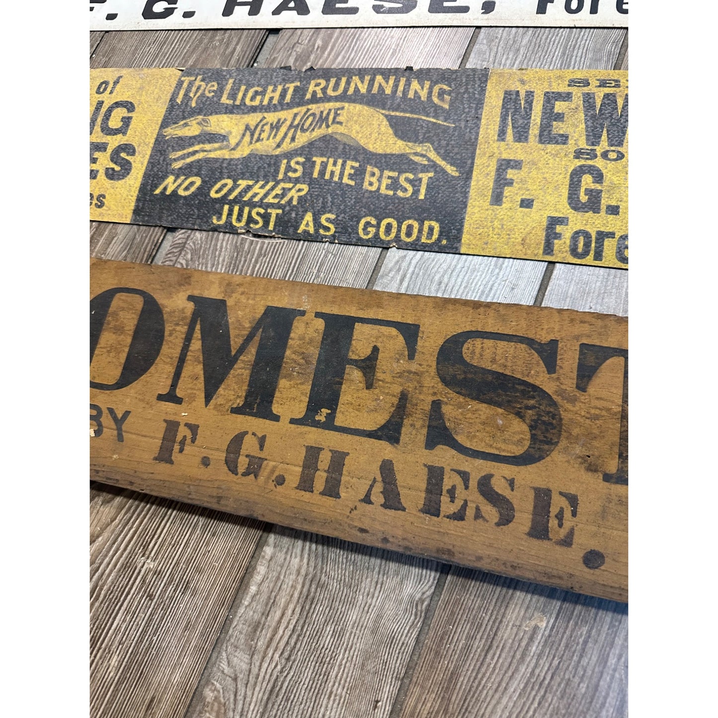 RARE Early 1900s Haese General Store (Forest Junction Wis) Advertising Signs Sewing Machine ++