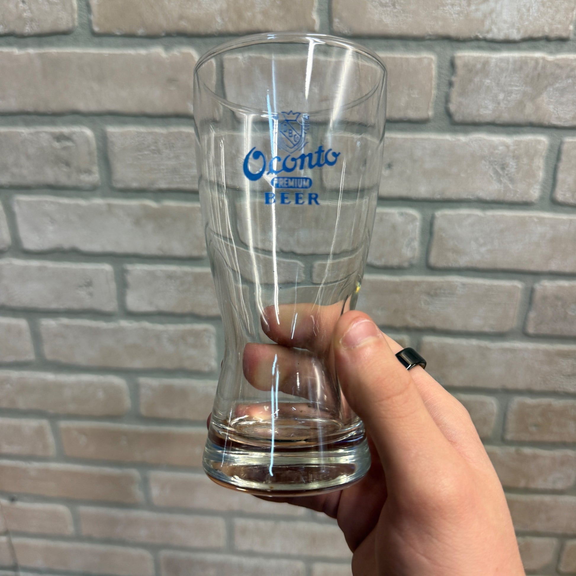 Vintage 1960s Oconto Beer Sham Pilsner Bar Glass Wisconsin 5-3/4"