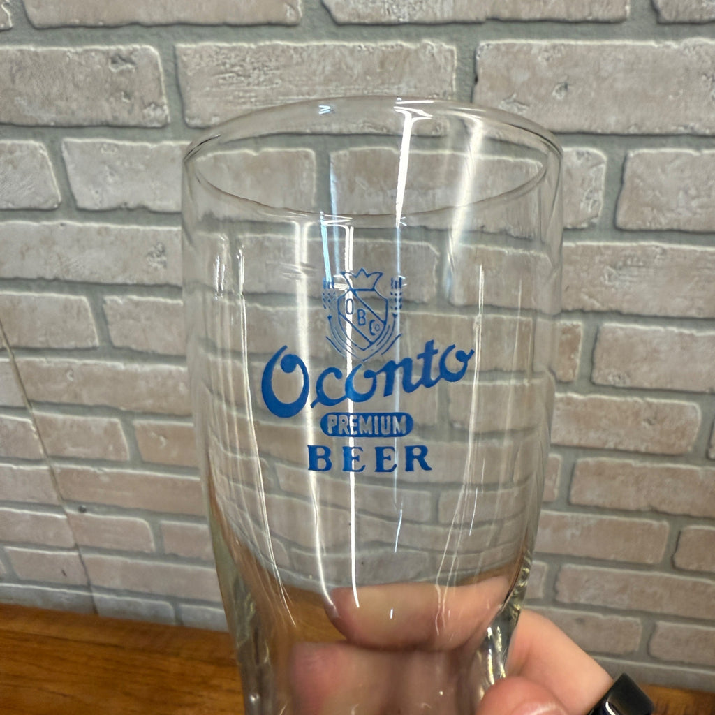 Vintage 1960s Oconto Beer Sham Pilsner Bar Glass Wisconsin 5-3/4"