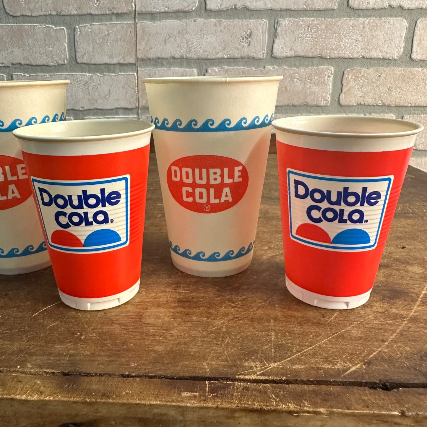 (4) Double Cola Soda Paper Wax Plastic Cup Sample Fountain Soda Drinks