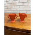 Vintage Hazel Atlas Sugar & Creamer Set Ovide Platonite Burnt Rust Orange