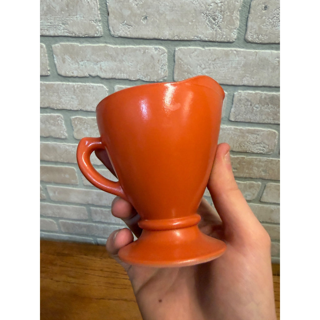 Vintage Hazel Atlas Sugar & Creamer Set Ovide Platonite Burnt Rust Orange