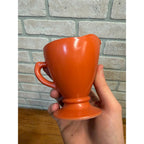 Vintage Hazel Atlas Sugar & Creamer Set Ovide Platonite Burnt Rust Orange