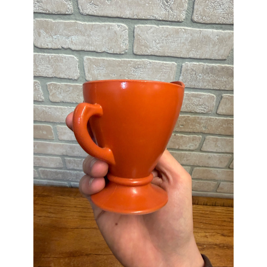 Vintage Hazel Atlas Sugar & Creamer Set Ovide Platonite Burnt Rust Orange