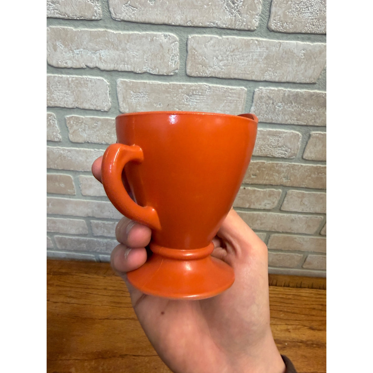 Vintage Hazel Atlas Sugar & Creamer Set Ovide Platonite Burnt Rust Orange