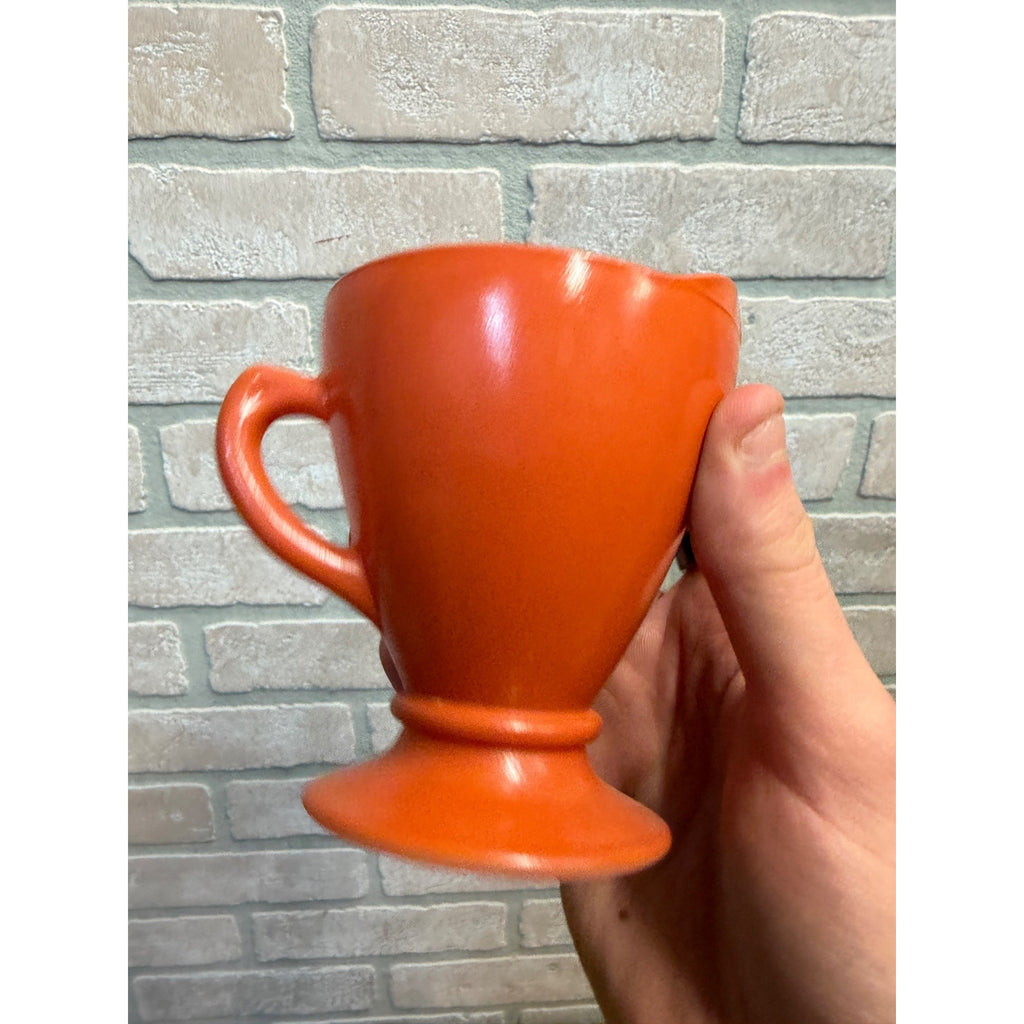 Vintage Hazel Atlas Sugar & Creamer Set Ovide Platonite Burnt Rust Orange