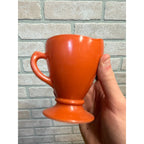 Vintage Hazel Atlas Sugar & Creamer Set Ovide Platonite Burnt Rust Orange