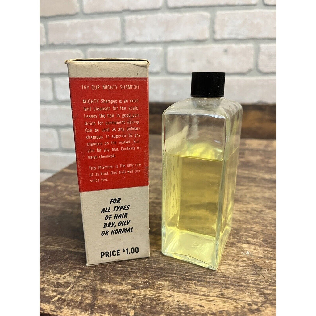 Vintage 1950s Mighty Dandruff Remover Glass Bottle w/ Box NOS  Emil Laboratories