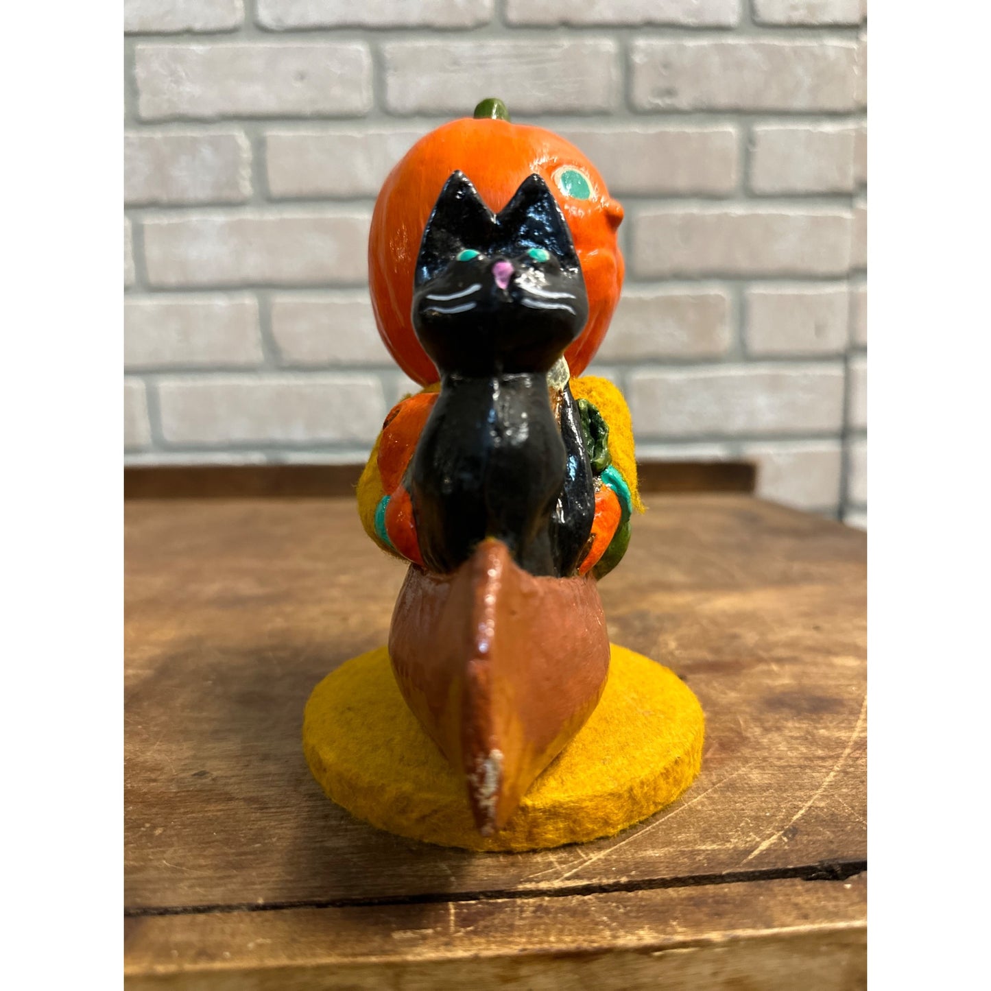 RARE Vintage Halloween Candy Container Pumpkinhead JOL Black Cat Skull in Canoe