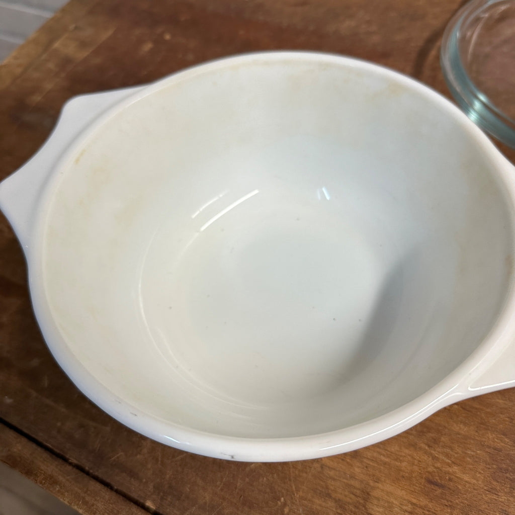 1986 Pyrex Blue Iris Flower Whirte 6-1/2" Casserole Dish With Lid