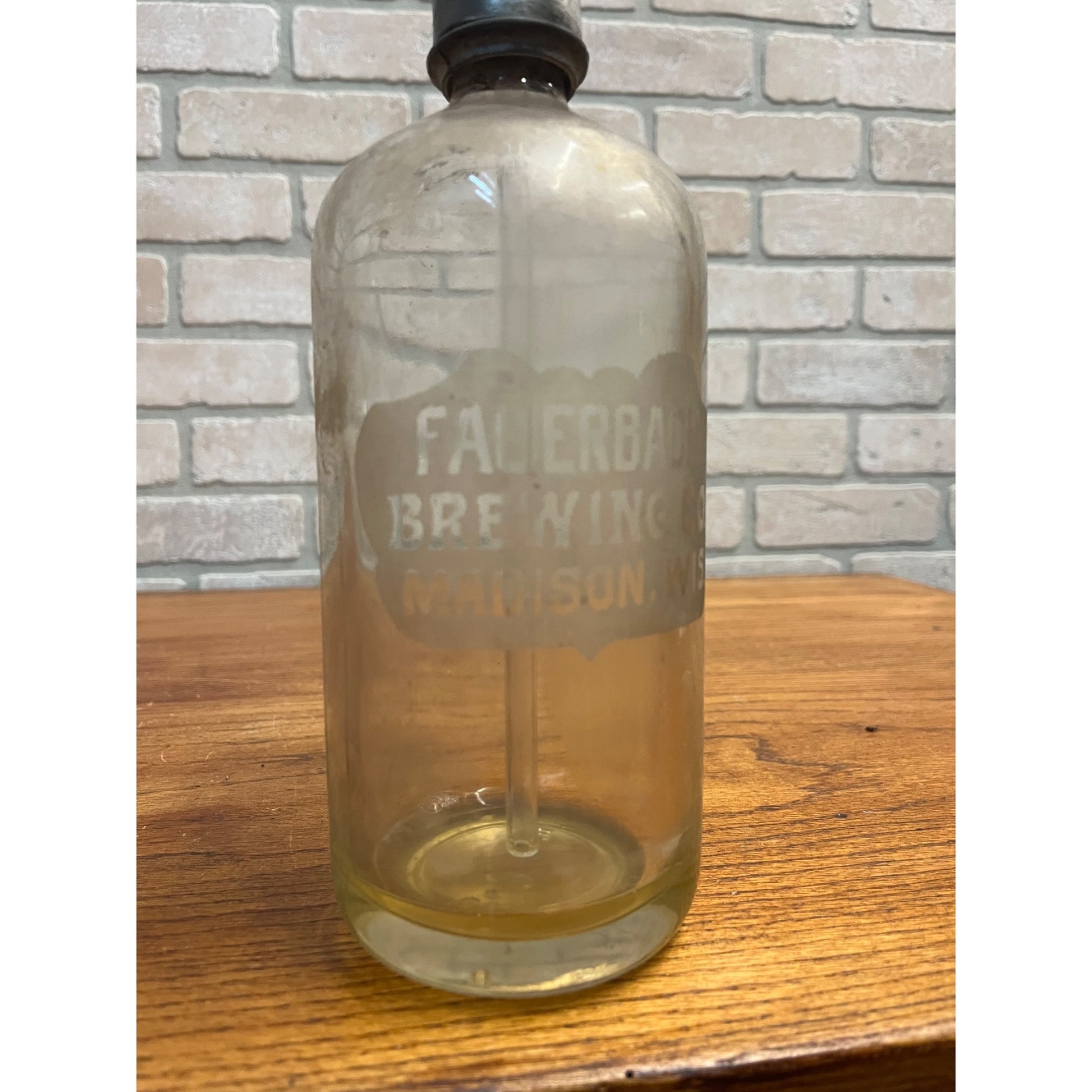 Vintage Fauerbach Brewing Co. Soda Seltzer Bottle Etched Madison Wis
