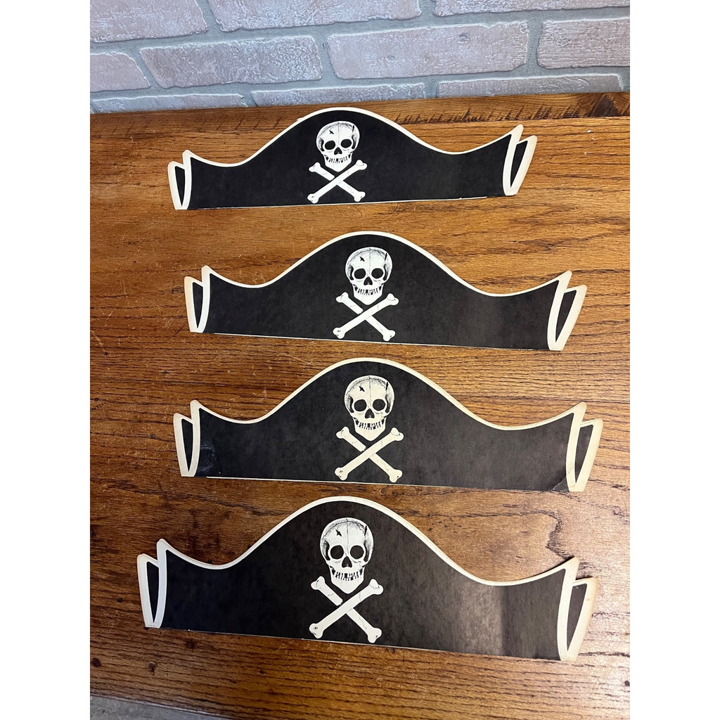Vintage 1930s Halloween Pirate Hat Costume Party Hats Lot (4) Skull & Crossbones