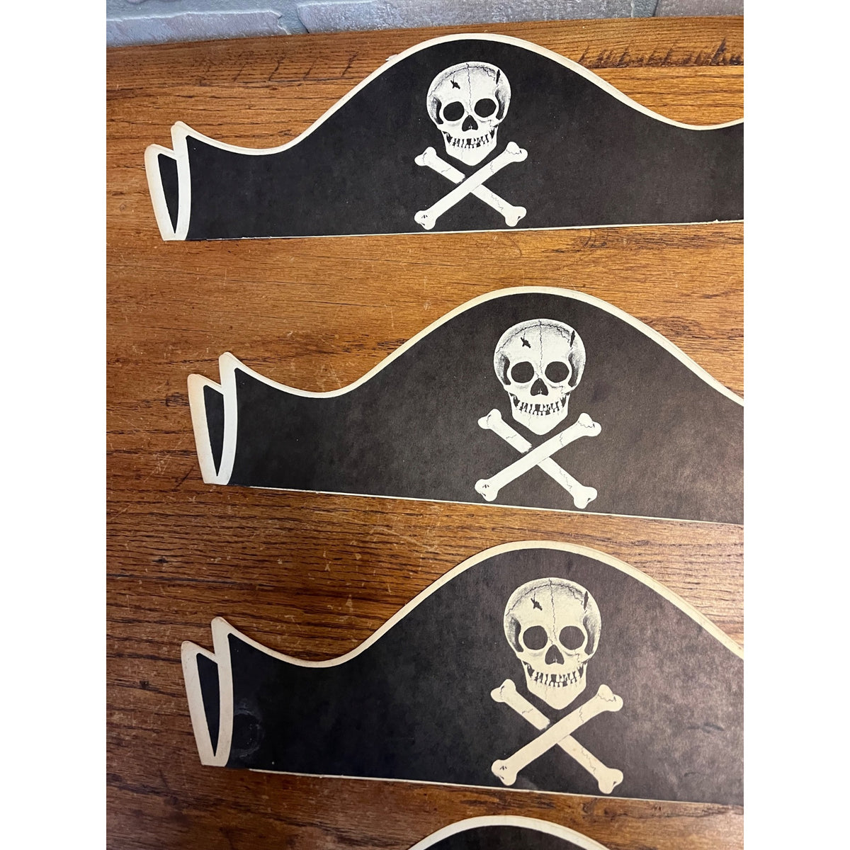 Vintage 1930s Halloween Pirate Hat Costume Party Hats Lot (4) Skull & Crossbones