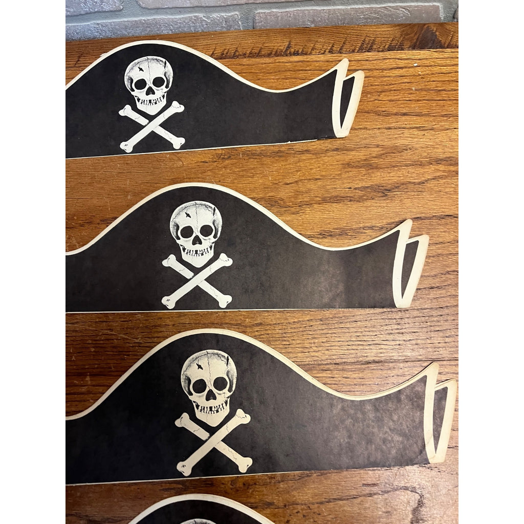 Vintage 1930s Halloween Pirate Hat Costume Party Hats Lot (4) Skull & Crossbones