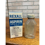 Vintage Rexall Aspirin Empty Glass Pharmacy Medicine Bottle & Box