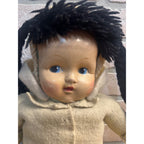 Vintage Eskimo Inuit Doll Composite Head w/ Soft Cloth Body 1940s-50s