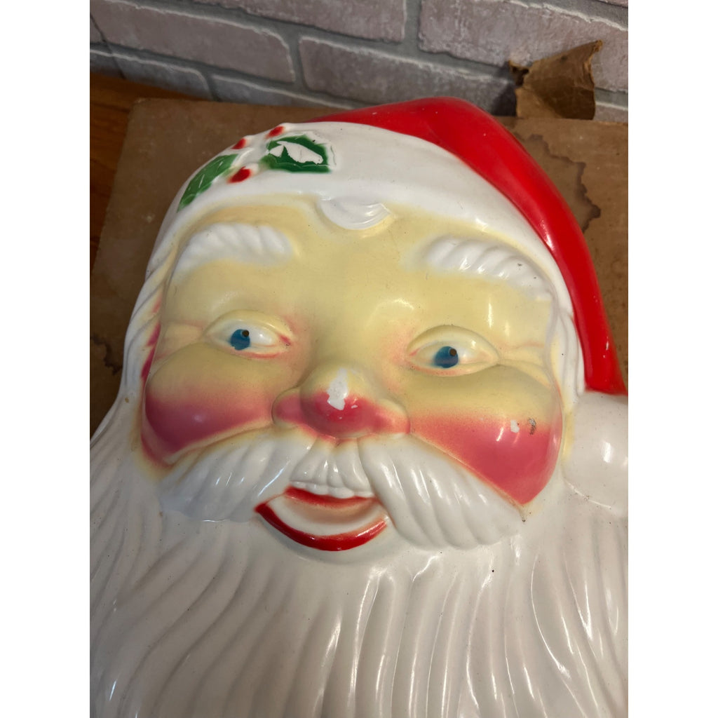 Vintage NOMA Light Up Santa Claus Face Head Christmas Plastic w/ BOX - AS-IS