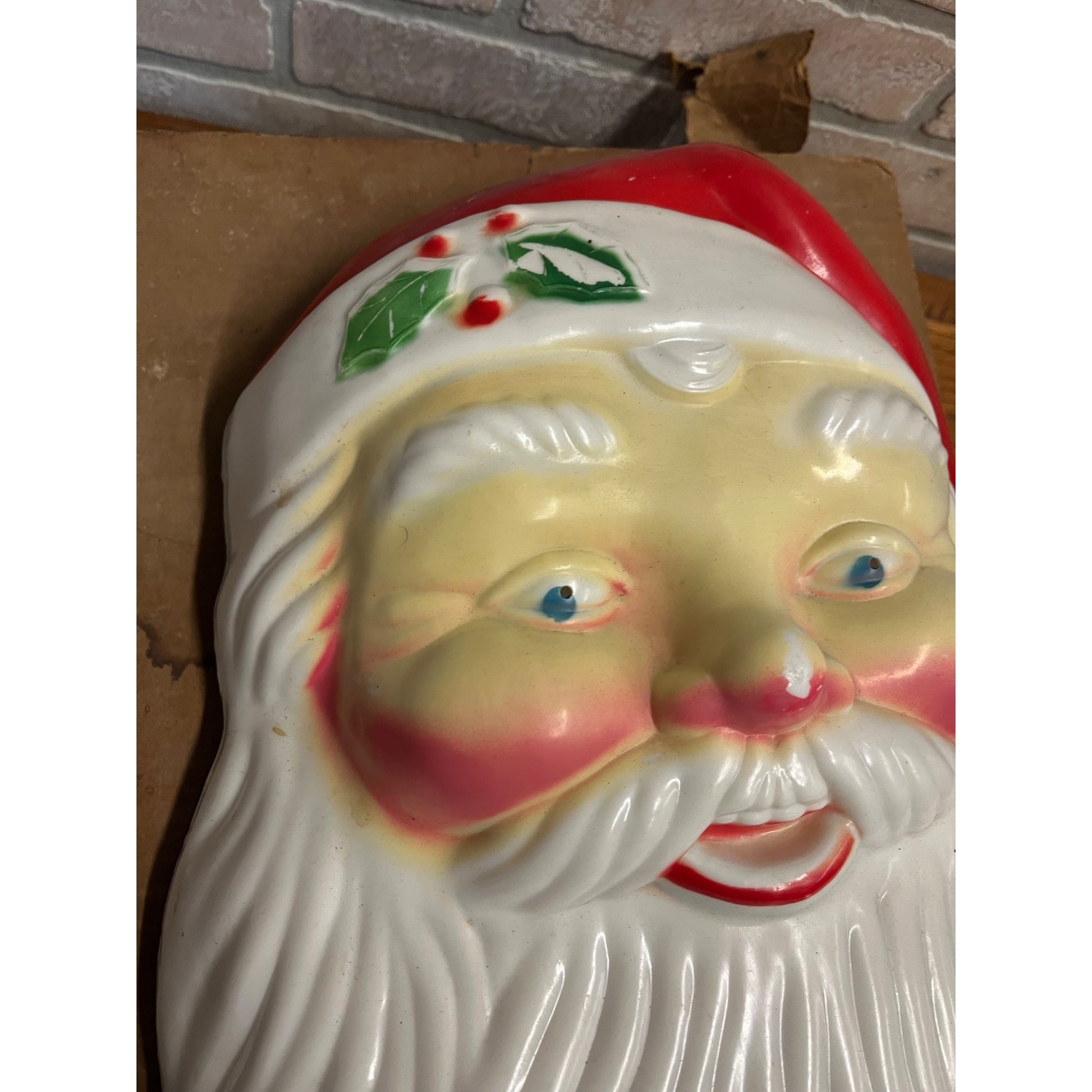 Vintage NOMA Light Up Santa Claus Face Head Christmas Plastic w/ BOX - AS-IS