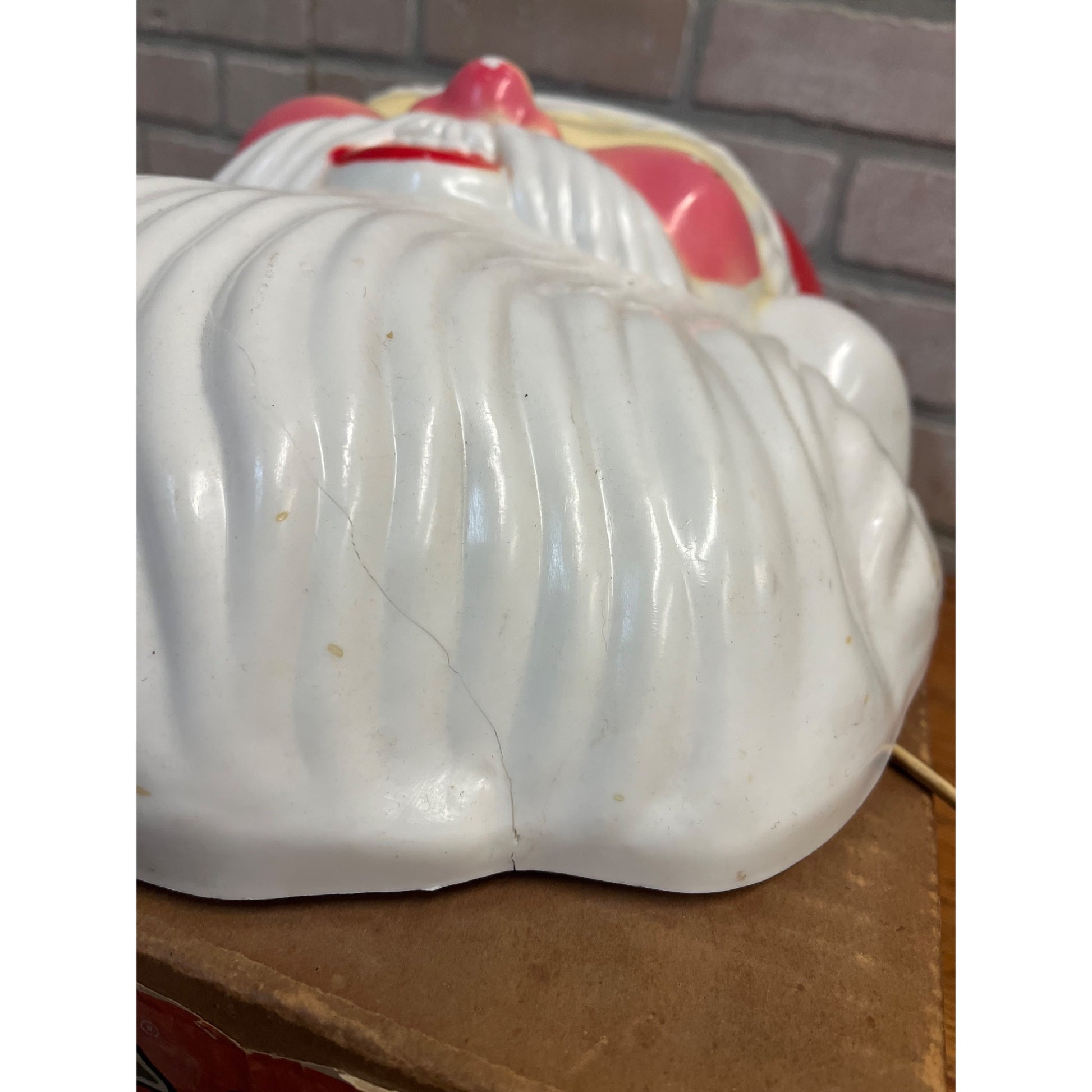 Vintage NOMA Light Up Santa Claus Face Head Christmas Plastic w/ BOX - AS-IS