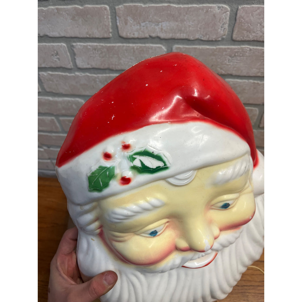 Vintage NOMA Light Up Santa Claus Face Head Christmas Plastic w/ BOX - AS-IS