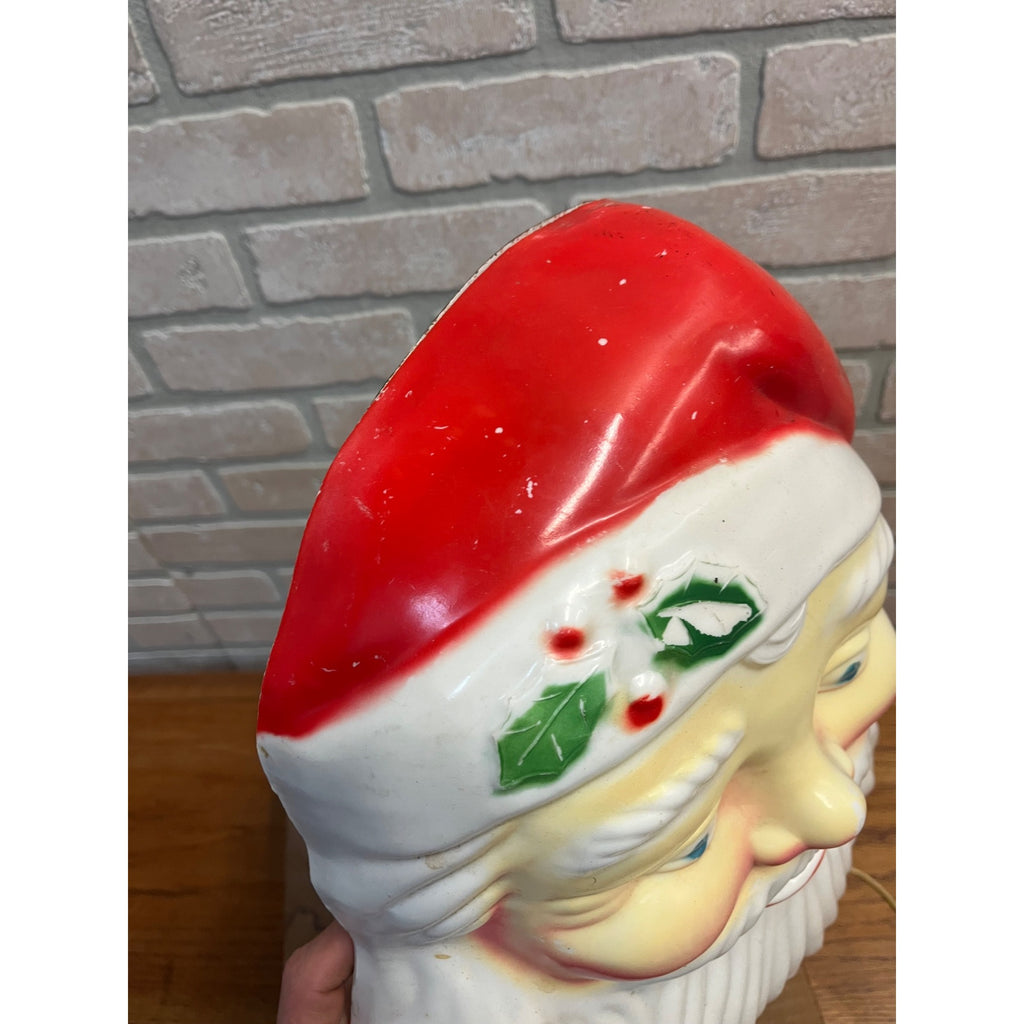 Vintage NOMA Light Up Santa Claus Face Head Christmas Plastic w/ BOX - AS-IS