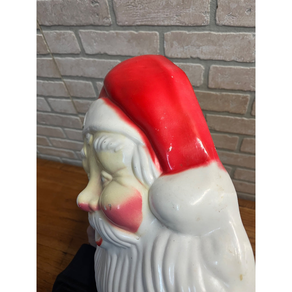 Vintage NOMA Light Up Santa Claus Face Head Christmas Plastic w/ BOX - AS-IS