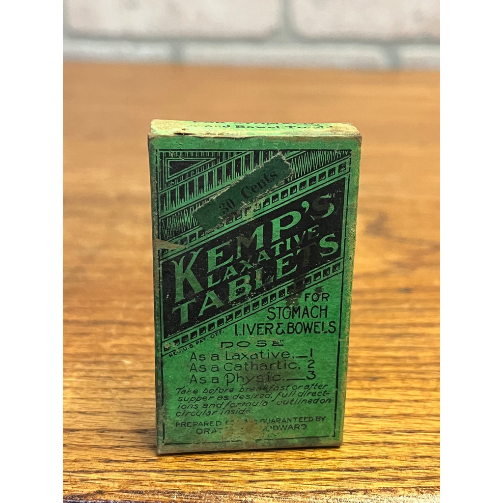 Antique Kemp's Laxative Tablets Unopened Medicine Box w Contents c1910