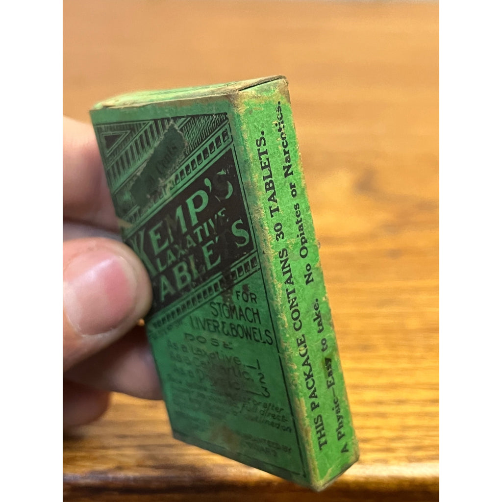 Antique Kemp's Laxative Tablets Unopened Medicine Box w Contents c1910