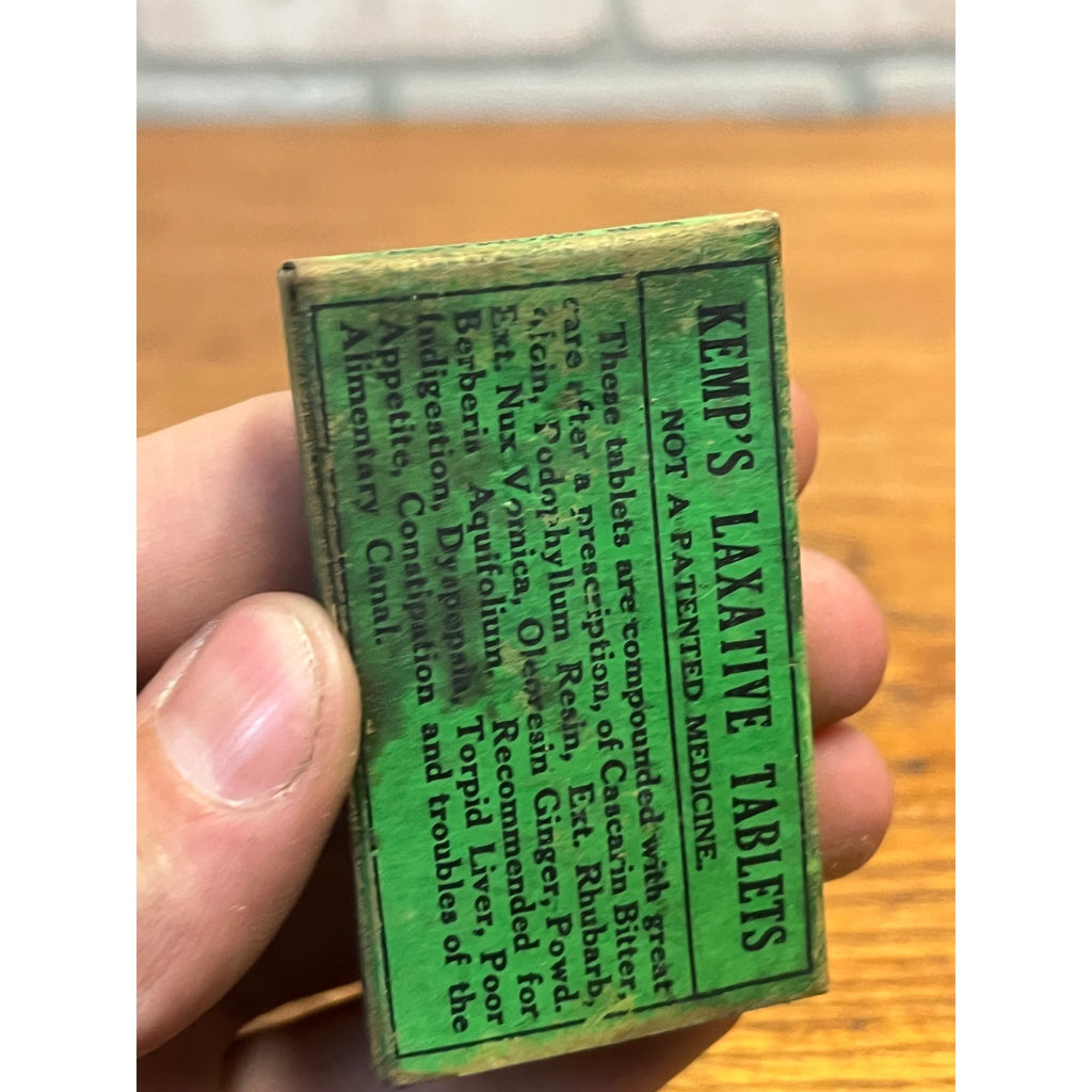 Antique Kemp's Laxative Tablets Unopened Medicine Box w Contents c1910